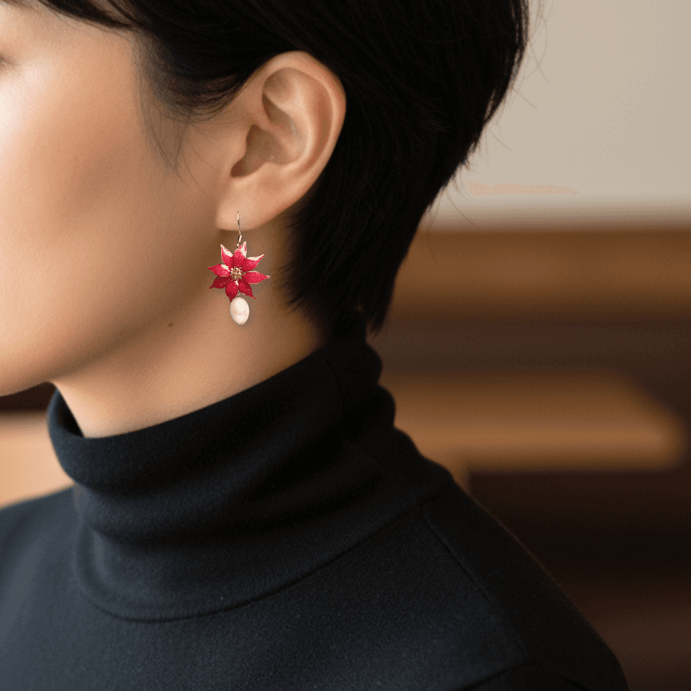 【ポインセチア】ピアス /一輪/レッド/クリスマス/金属アレルギー対応/サージカルステンレス/冬の新作/受注生産 | 9枚目